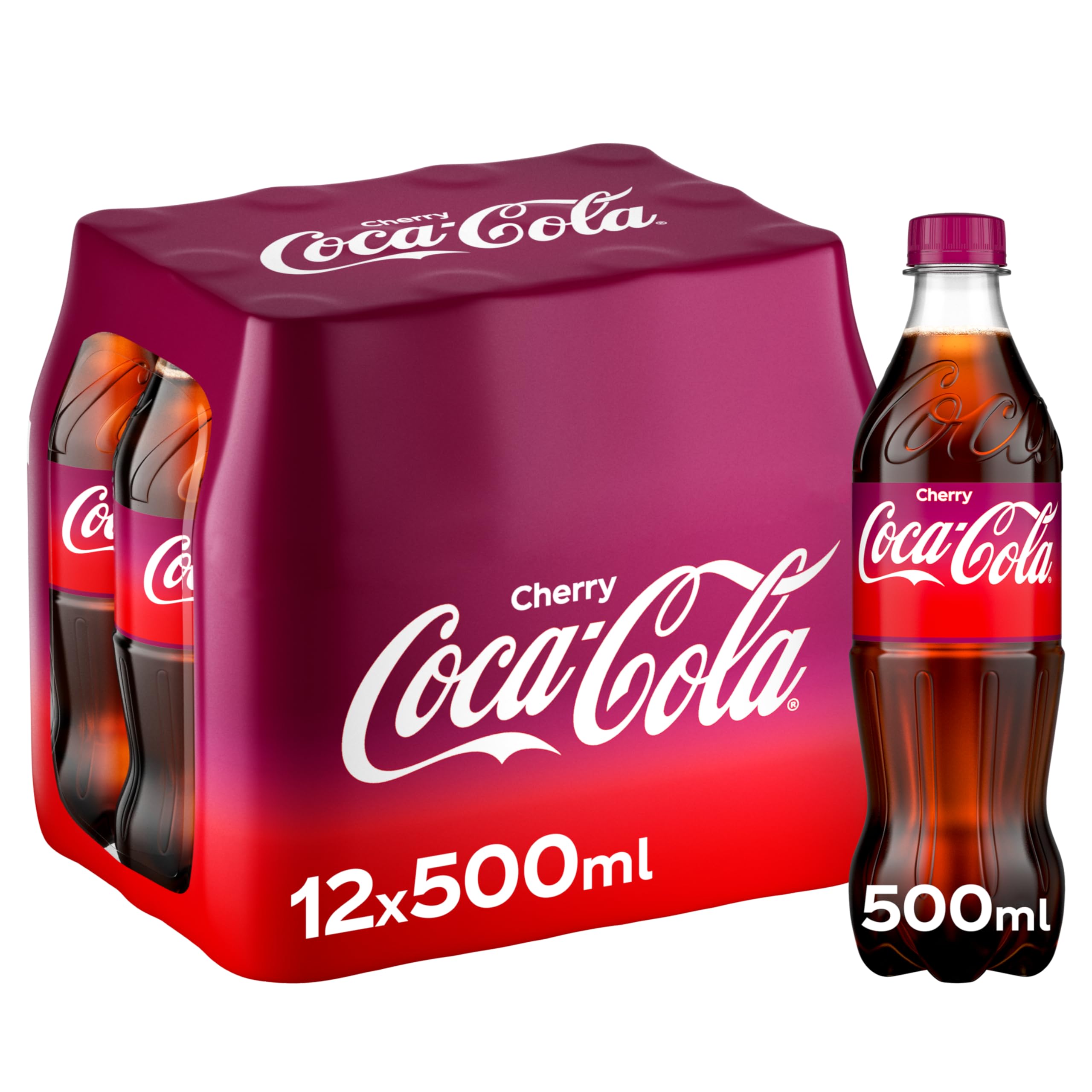 Coca-Cola Cherry Soft Drink Bottles, 12 x 500 mL