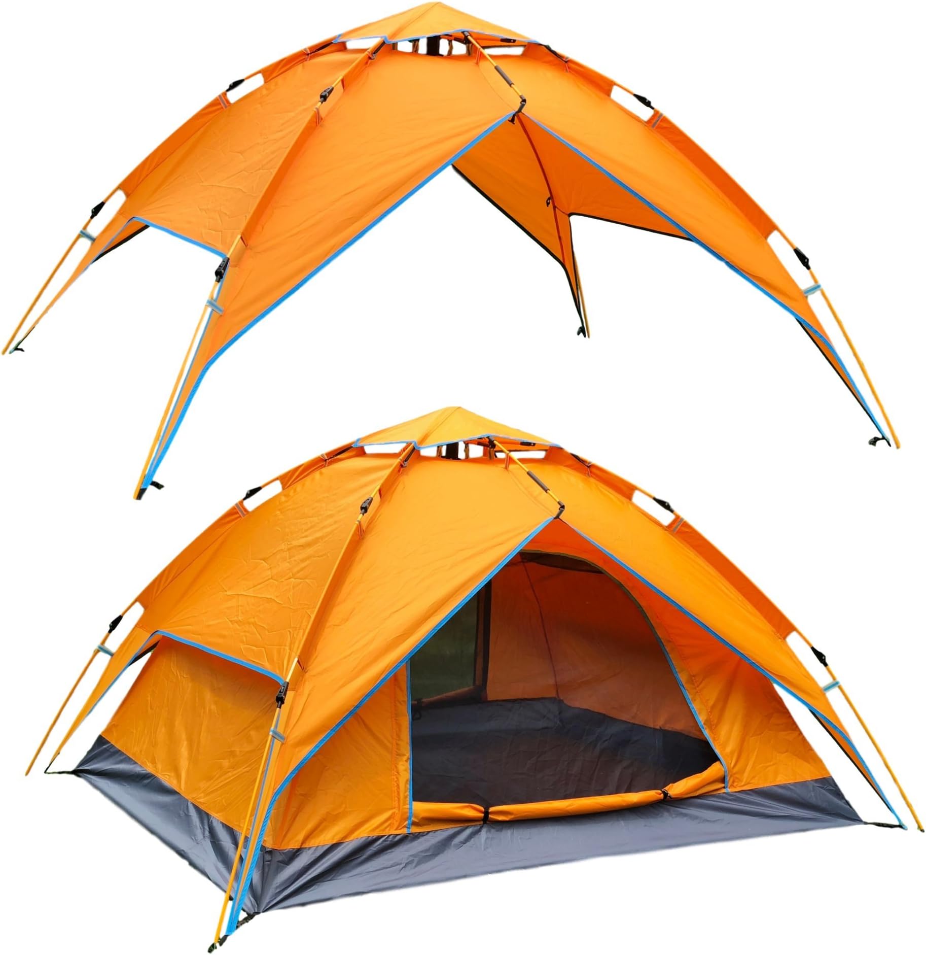 McWay Automatic Camping Tent - Instant Hydraulic Pop up Tent - 3 Person Tent 2 in 1 w/Sun Shelter Portable & Lightweight
