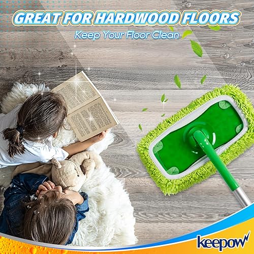 Miniatura 6 de KEEPOW Almohadillas de microfibra reutilizables compatibles con trapeador Swiffer, paños de barrido en seco, repuestos de paño de trapeador húmedo