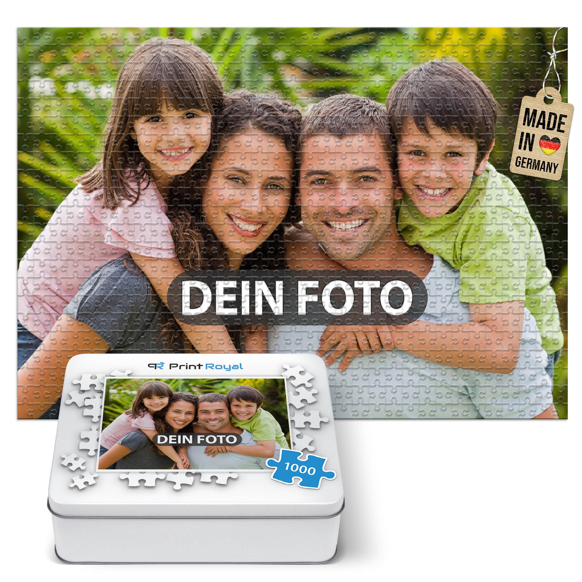 Foto-Puzzle 24-1000 Teile in inkl. hochwertiger Metalldose - mit eigenem Foto Bedrucken - Puzzle selber gestalten - 1000 Teile in Metalldose