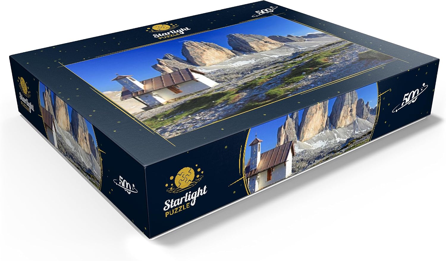 MyPuzzle Chapel At The Three Peaks Hut Against The North Walls of The Three Peaks, Sesto Dolomites, Trentino-South Tyrol - Premium 500 Piece Jigsaw Puzzle for Adults