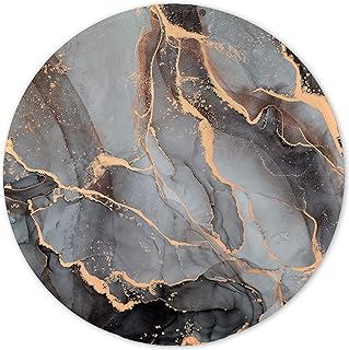 ITNRSIIET [20% Larger Mouse Pad with Stitched Edge, Premium-Textured Mouse Mat Waterproof Non-Slip Rubber Base Round Mousepad for Office Gaming PC Laptop 8.7×8.7 inches, Black Grey Marble