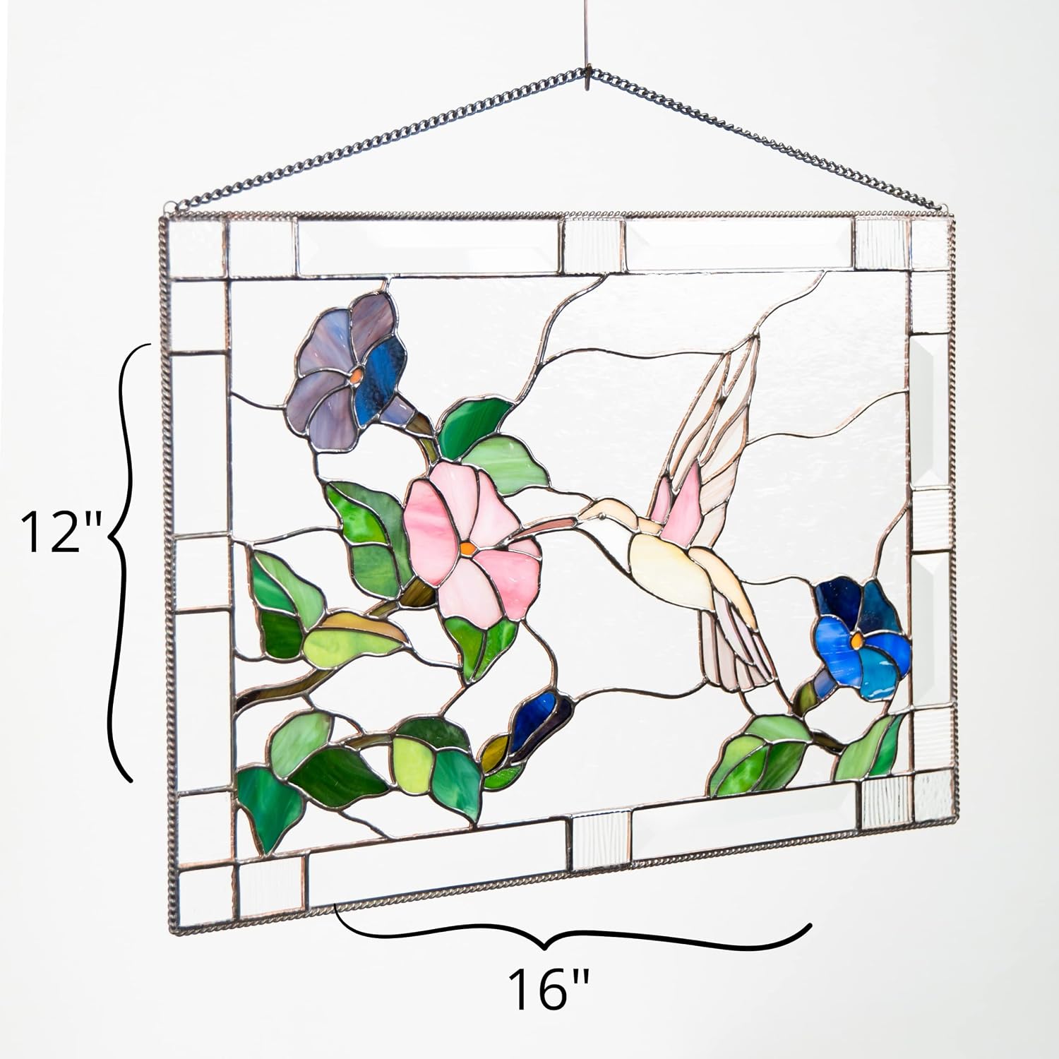 Flying Hummingbird Stained Glass Window Hanging Panel Tiffany Glass Art Handicrafts for Home Decor Genuine Living Room Design Idea