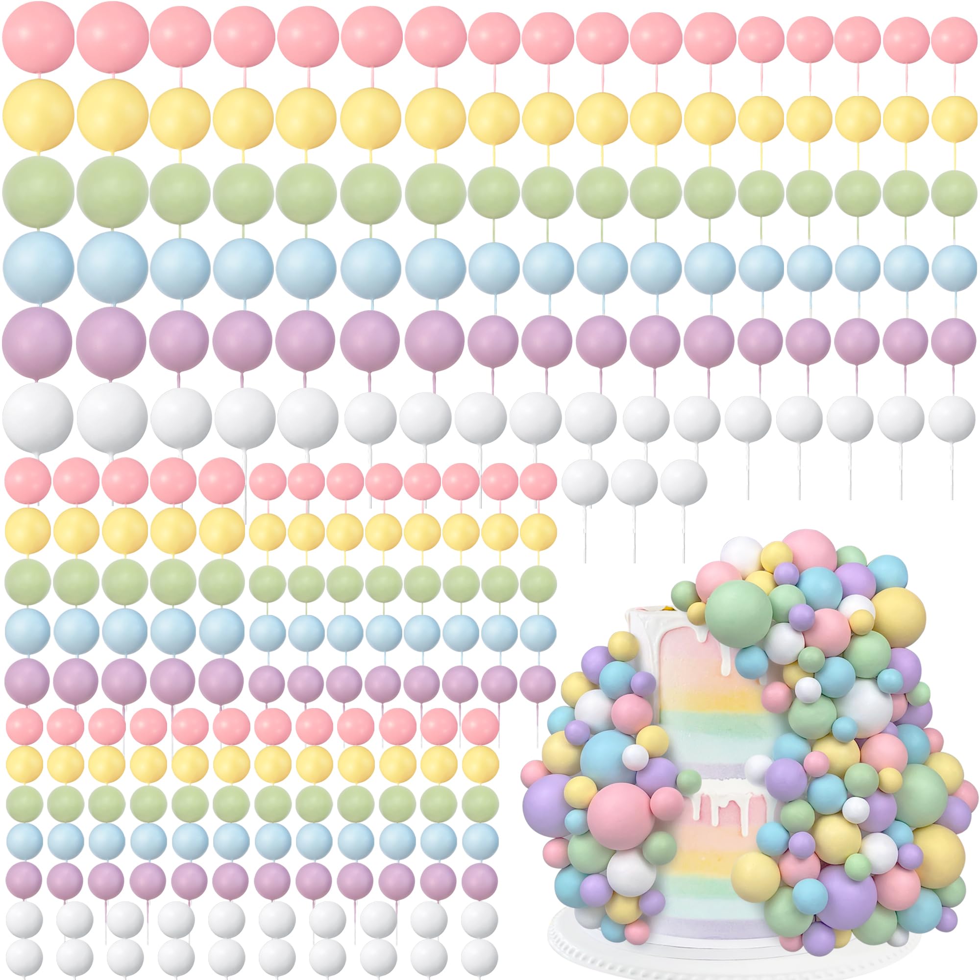 240 PCS Balls Cake Topper Mini Balloons Cake Toppers Foam Ball Cake Decorations Ball Shaped Cake Insert Topper for Birthday Party Wedding Decoration
