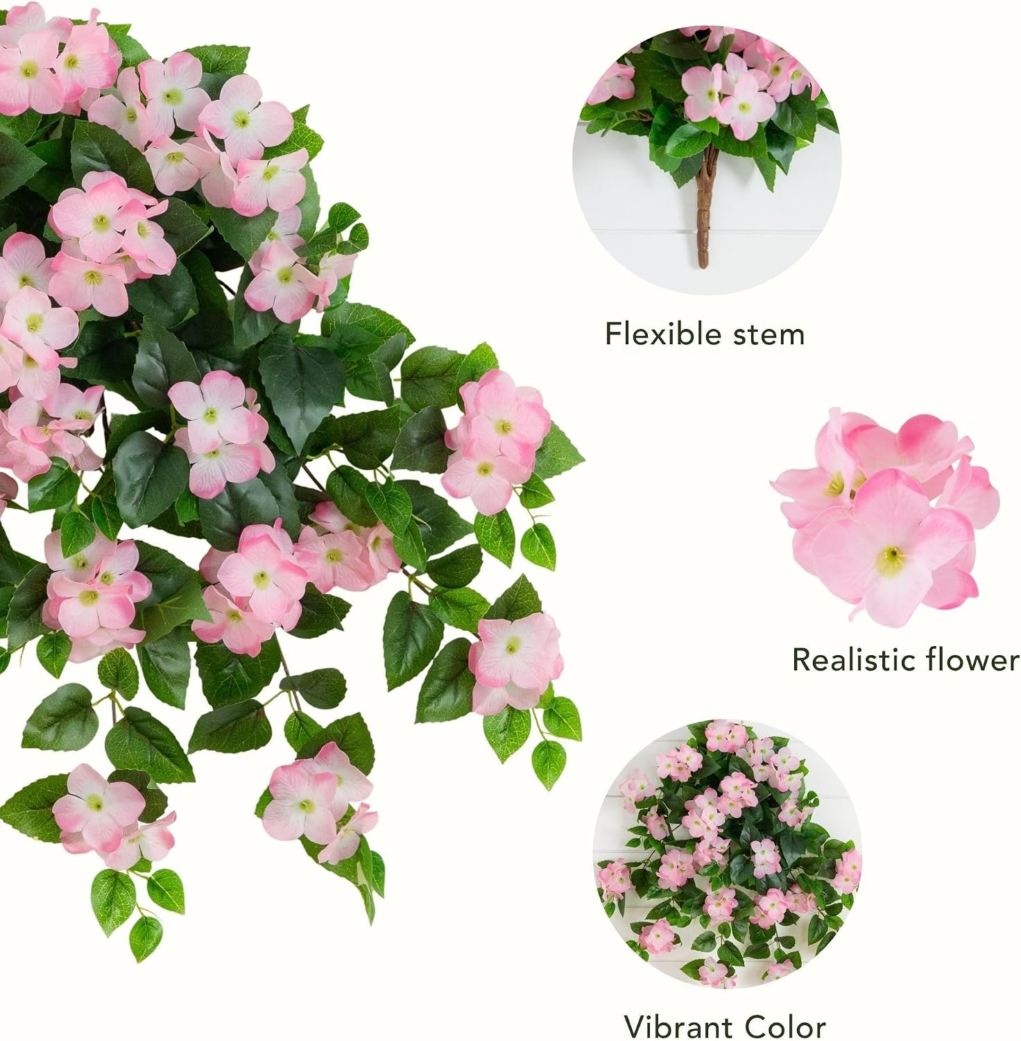 Nearly Natural 24in. UV Resistant Artificial Hydrangea Hanging Plant (Indoor/Outdoor) - Set of 2