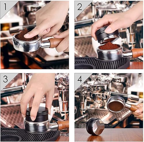 Miniatura 4 de Herramienta de distribución/nivelador de espresso de 2.283 in, distribuidor de palma ajustable con 3 pendientes anguladas, compatible con