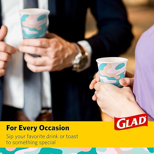 Miniatura 5 de Glad Vasos de papel desechables para uso diario con diseño de camuflaje  Vasos de papel resistentes, vasos de papel para todas las bebidas y uso