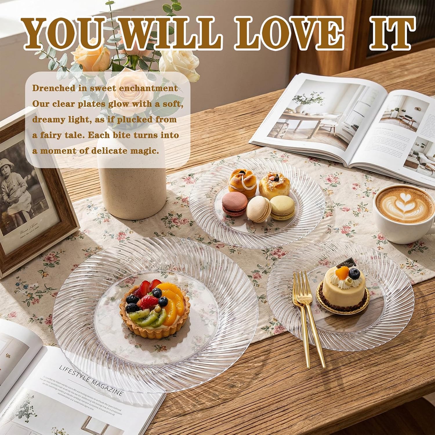 I00000 7 Inch Clear Plastic Plates, 100 Count Disposable Heavy Duty Dessert Plates, Durable Disposable Salad Plates,Premium Hard Clear Plates for Party, Weddings & Events