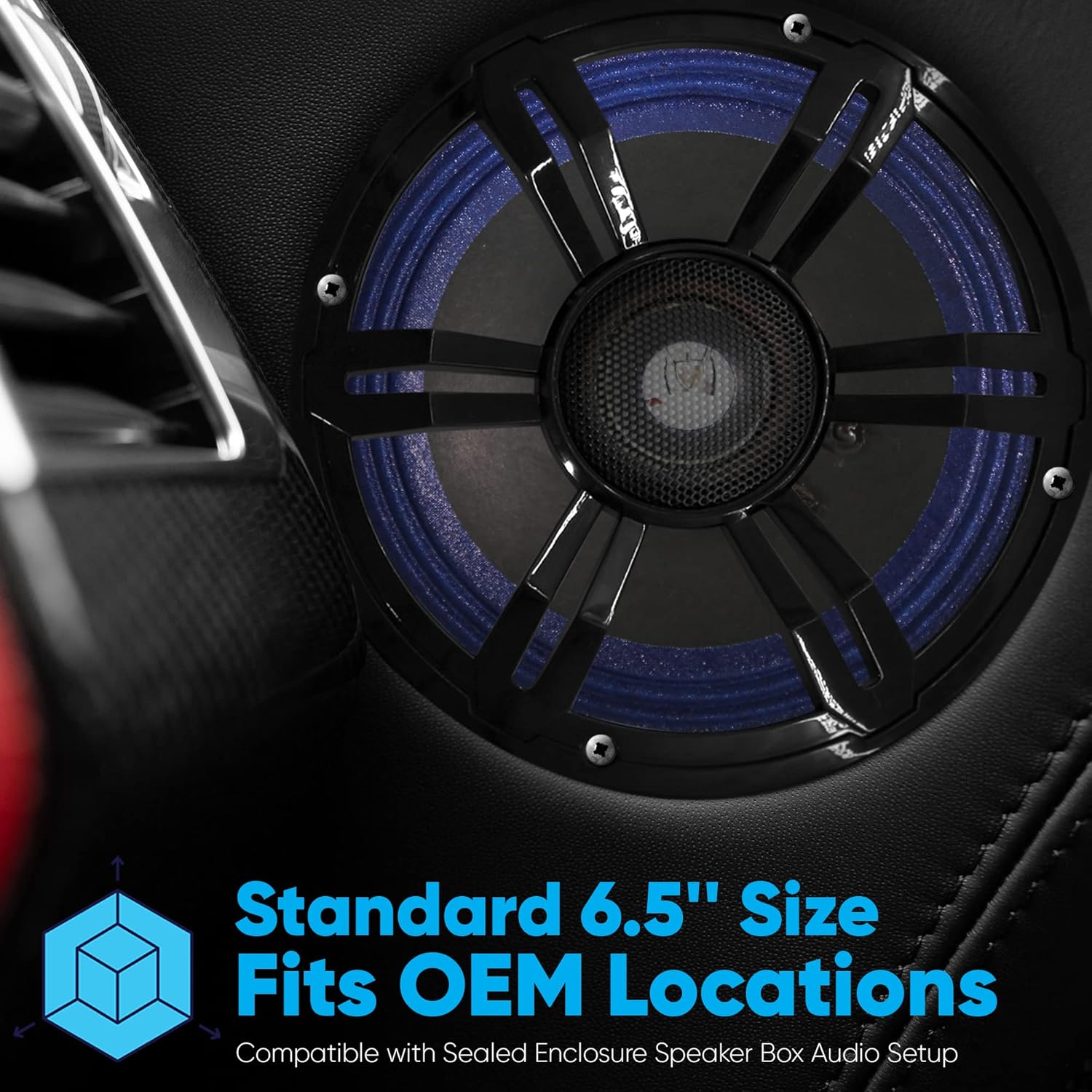 Pyle 6.5 inch Car Audio Speaker, 150 Watt Car Subwoofer Speaker, Single Voice Coil 4-Ohm Paper Cone with Cloth Edge Designed for Truck, Mobile Vehicle Applications -Black/Blue