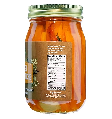 Miniatura 2 de Green Jay Gourmet Palitos de zanahoria en escabeche picantes en un frasco – Verduras frescas en frascos a mano para cocinar y despensa – Palitos
