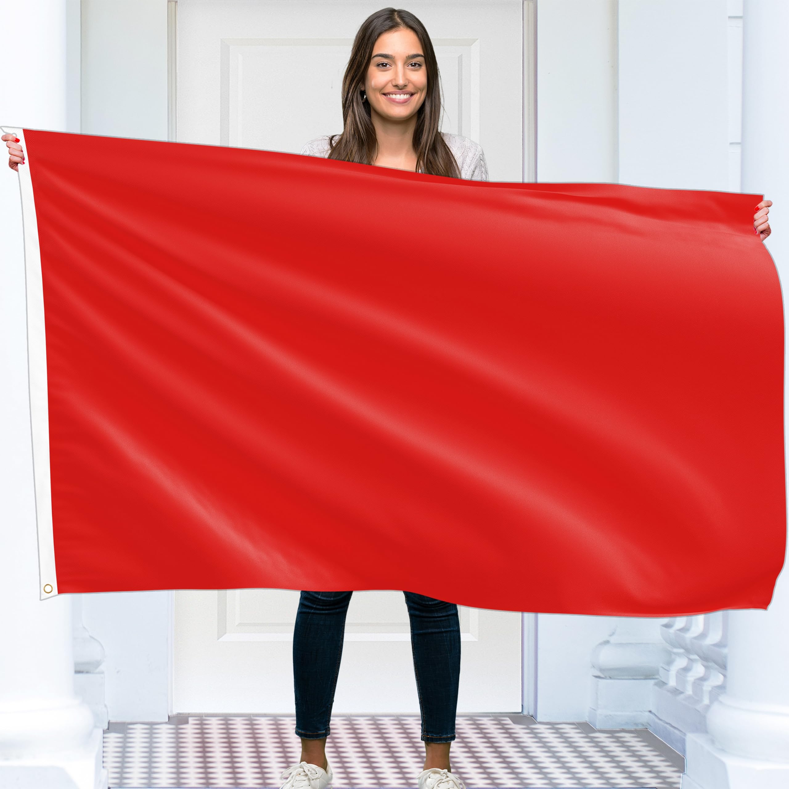 Sscon 2 Stück Rote Polyester-Flaggen – 90 X 152 Cm, Mit Messingösen – Blanko Für Eigene Gestaltung