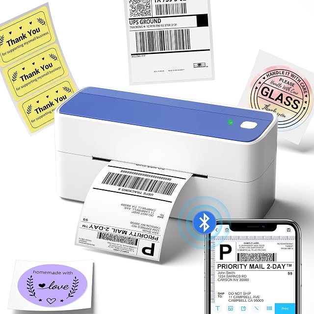 Phomemo Bluetooth Shipping Label Printer - 241BT 4X6 Thermal Label Printer, Label Printer Compatible with IOS, Android, and Windows, Widely Used for Royal Mail, Amazon, Esty, Shopify, eBay, UPS