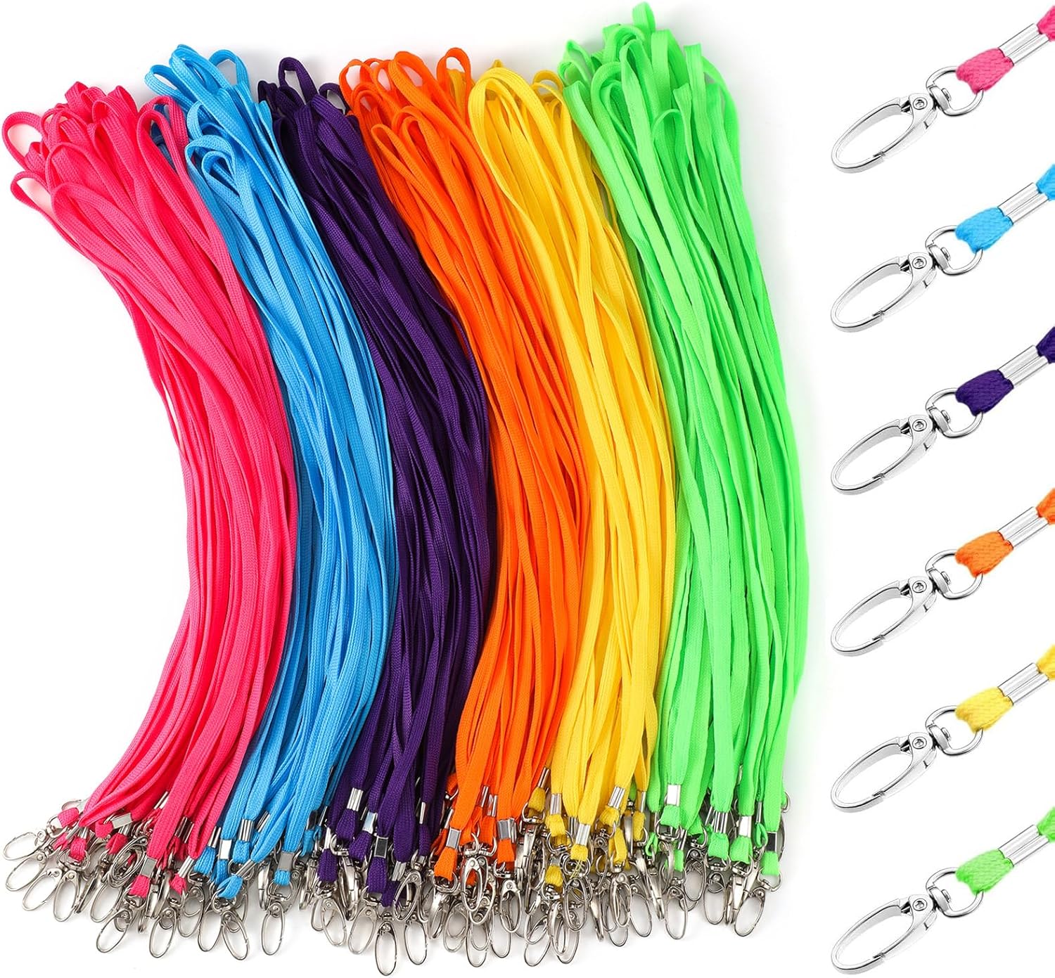 Patelai 120 Pcs Lanyards for ID Badges Neck Lanyard Bulk with Clip and Swivel Hooks Lanyard Keychain for Keys Name Tags (Multicolored)