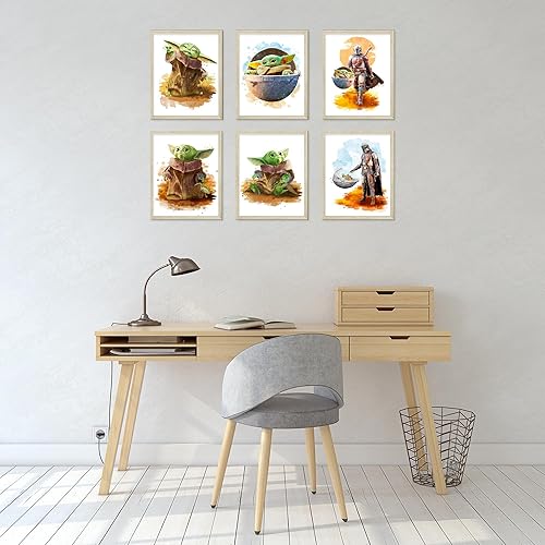 Miniatura 6 de BigWigPrints Póster de Baby Yoda – Baby Yoda & Star Wars decoración de pared, decoración de habitación para niños y guardería, paquete de 6 (8 x 10