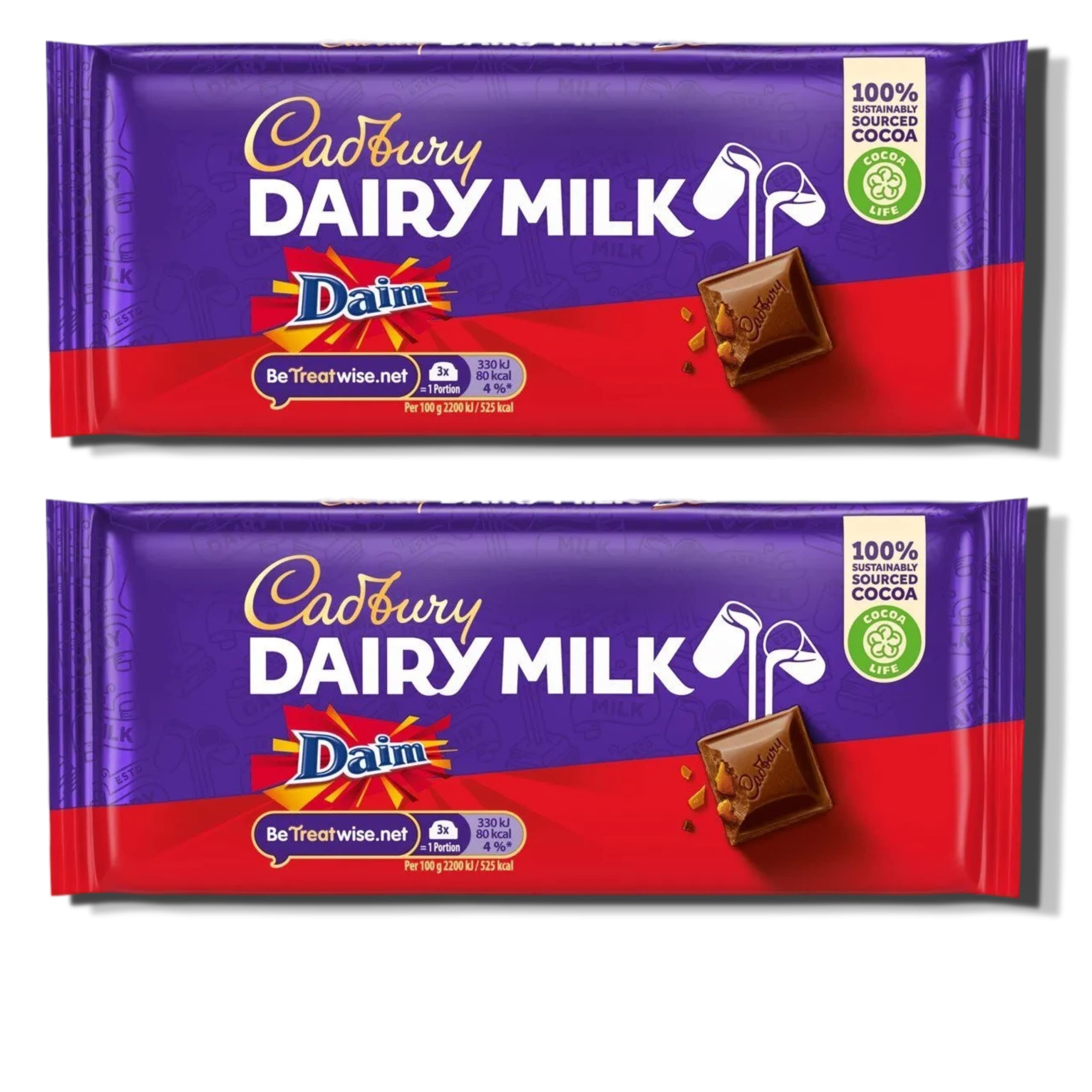 Cadbury Dairy Milk with Daim Chocolate Bar 120g (Pack Of 2)