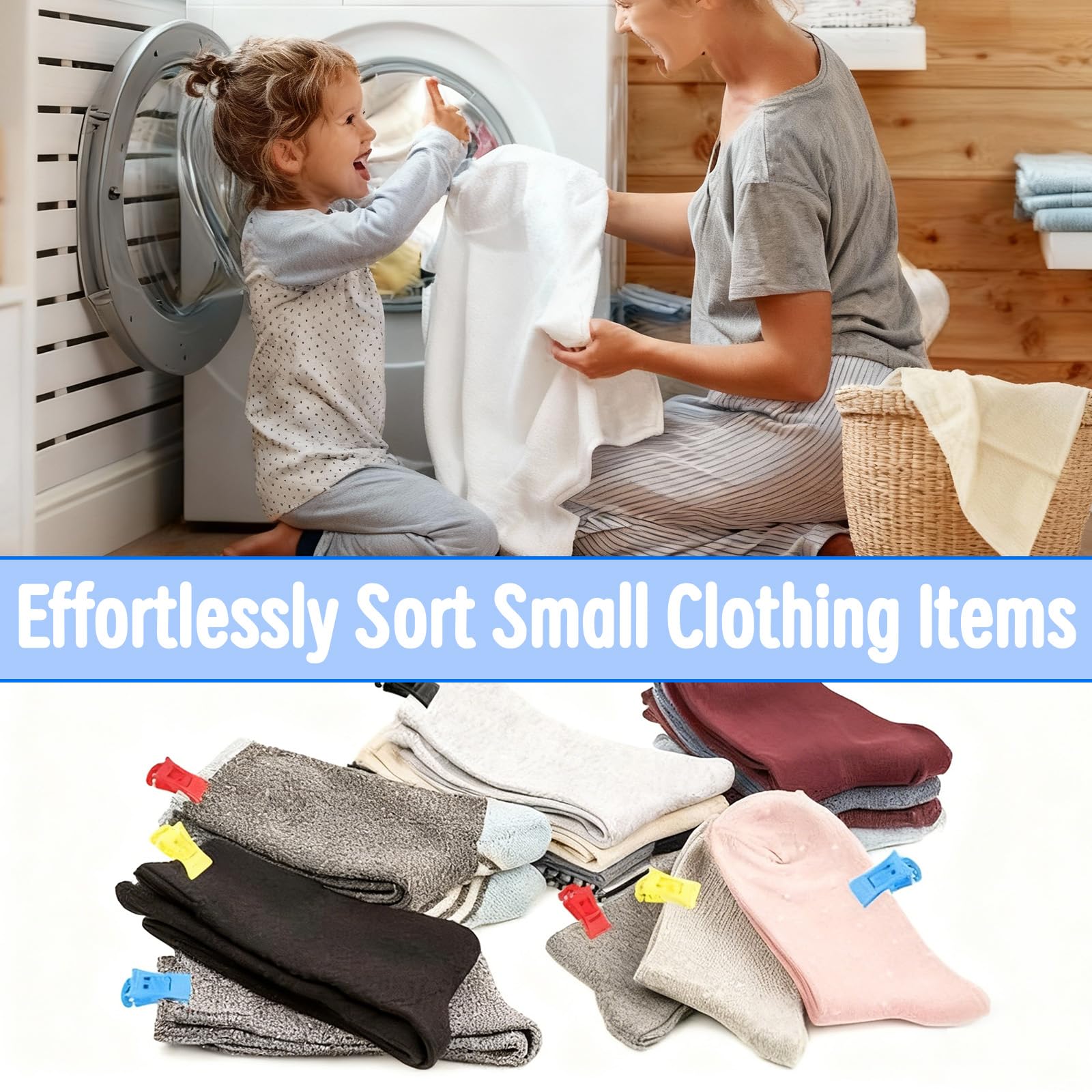 36 Sokkenklemmen voor wasmachine en droger, sok clips voor het wassen met hanger voor waslijn. Sok samen met de Sokkenclips rechtstreeks naar de lade. 4 kleuren mini sock clips for laundry