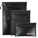 FunOwlet Fireproof Waterproof Document Bag – 3 Pack Fire and Water Resistant Zipper Storage Organizer & Money Safe Pouch Set for Important Papers, Cash, Passports, Jewelry & Electronics (Black)