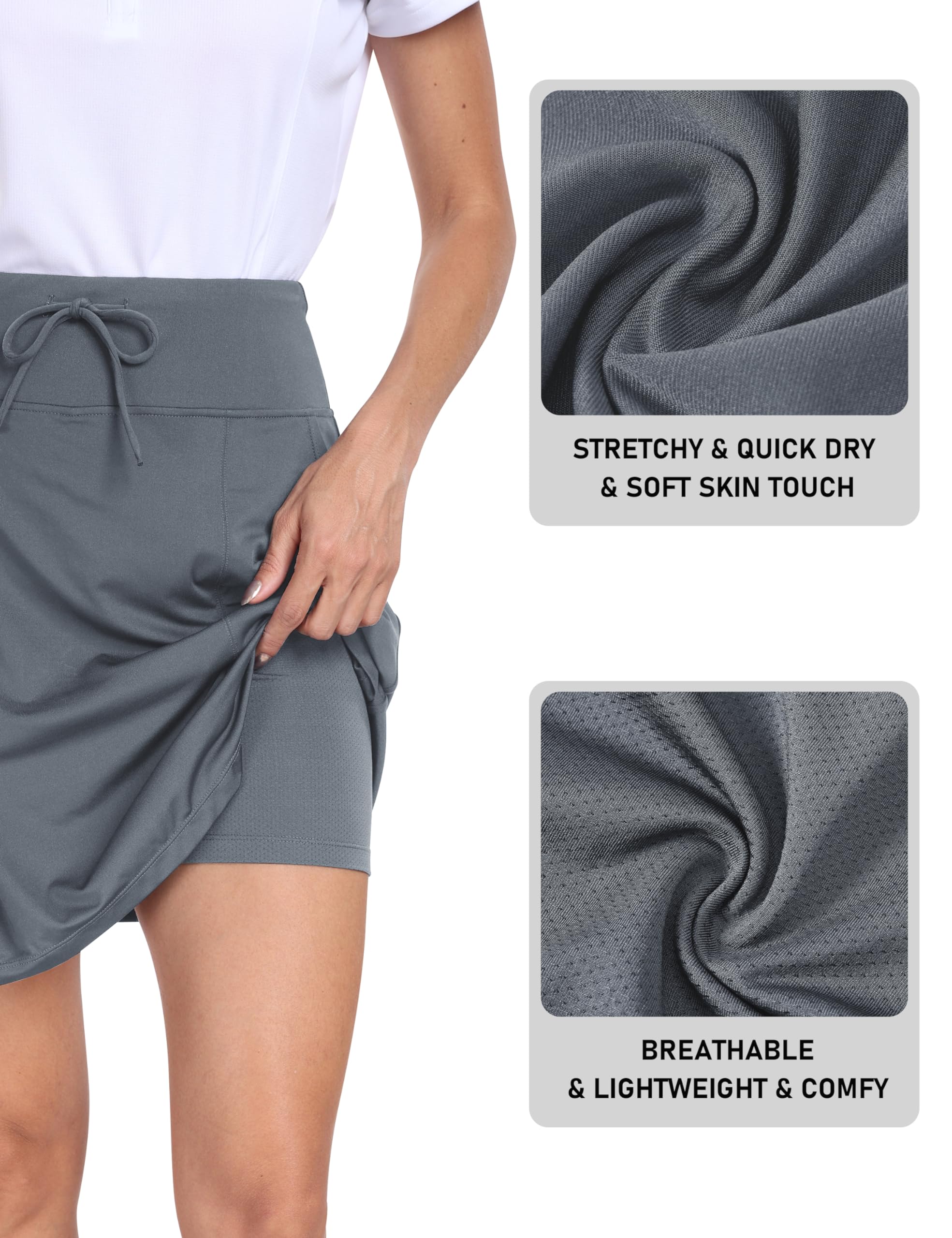 MoFiz Tennisrock Damen Hohe Taille Tennis Skort Damen mit Hose drunterStretch Golfrock Sportrock Outdoorrock Knielang Sportrock