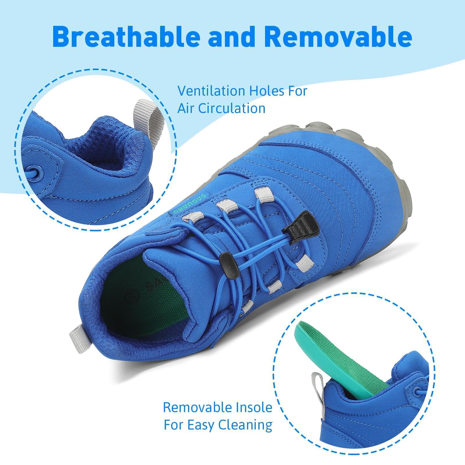 SAGUARO Bambini Scarpe a Piedi Nudi Scarpe da Trail Running Barefoot Minimaliste Sneakers Leggere Respirabile Gr.26-36
