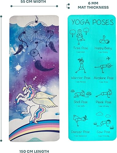 Miniatura 6 de Myga Childrens Yoga Mat,Eco-Friendly Printed Yoga, Exercise and Fitness Mat for Kids,Features 8 Yoga Poses on the Reverse,Non-Slip, Extra Grip and