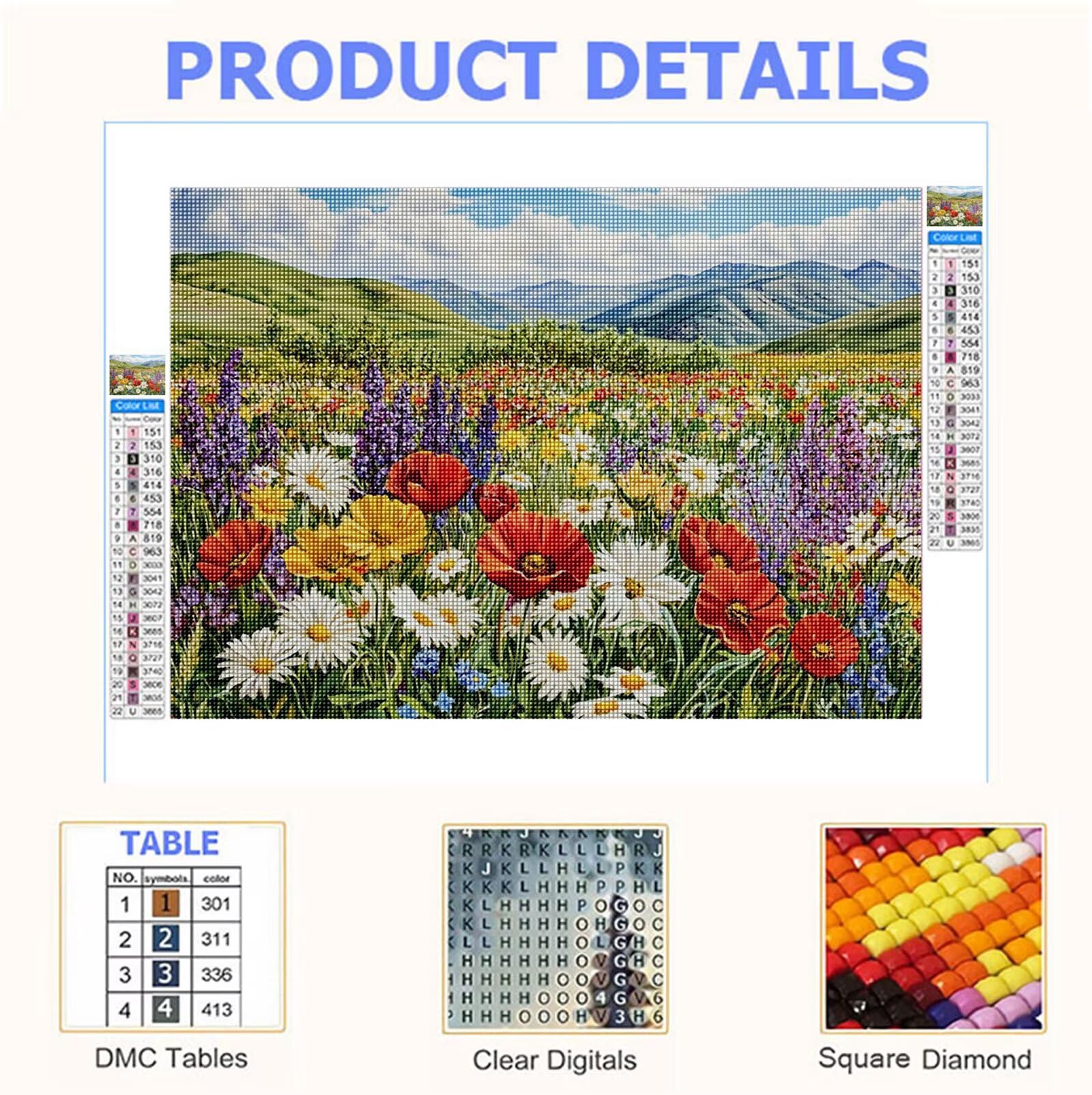 5D Diamond Painting Kit Completo, Diamond Painting Fiore DIY Hobby Creativi Adulti Pittura Diamante Strass Mosaico Kit per Bambini Principianti, Decorazioni Casa Parete Regalo, Natura 60x80cm Z#-185