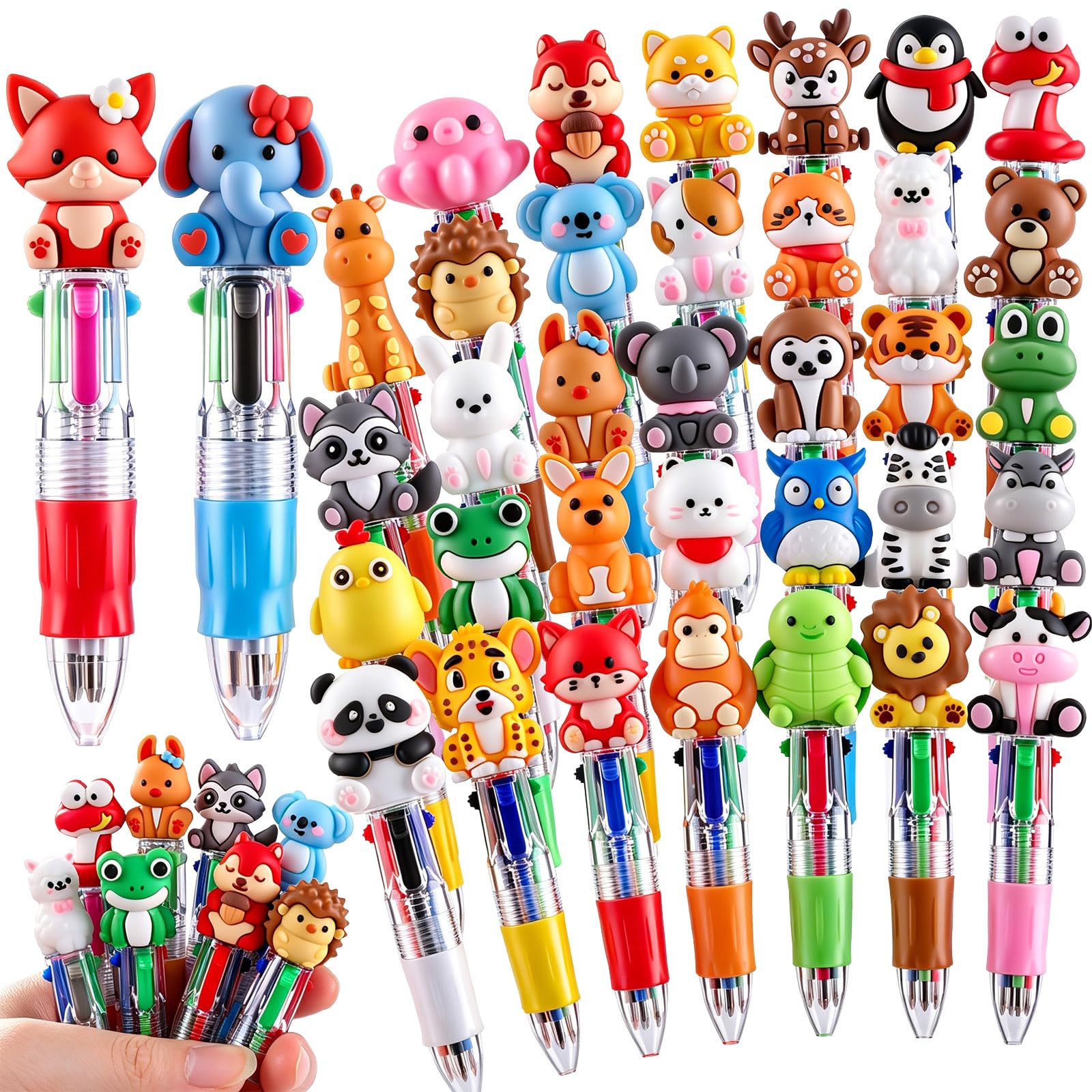 XIMISHOP 36PCS Mini Multicolor Pens，Cute Party Bag Filler Pens in One 4-in-1 Mini Ballpoint Pen for Kids Classroom Prizes Retractable Ballpoint Pen Gifts Party Favors School Supplies