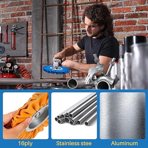 Miniatura 6 de Tallew Kit de 7 ruedas de pulido de 8 pulgadas de diámetro de 58 pulgadas en orificio de árbol, rueda de pulido de metal de aluminio y compuesto de