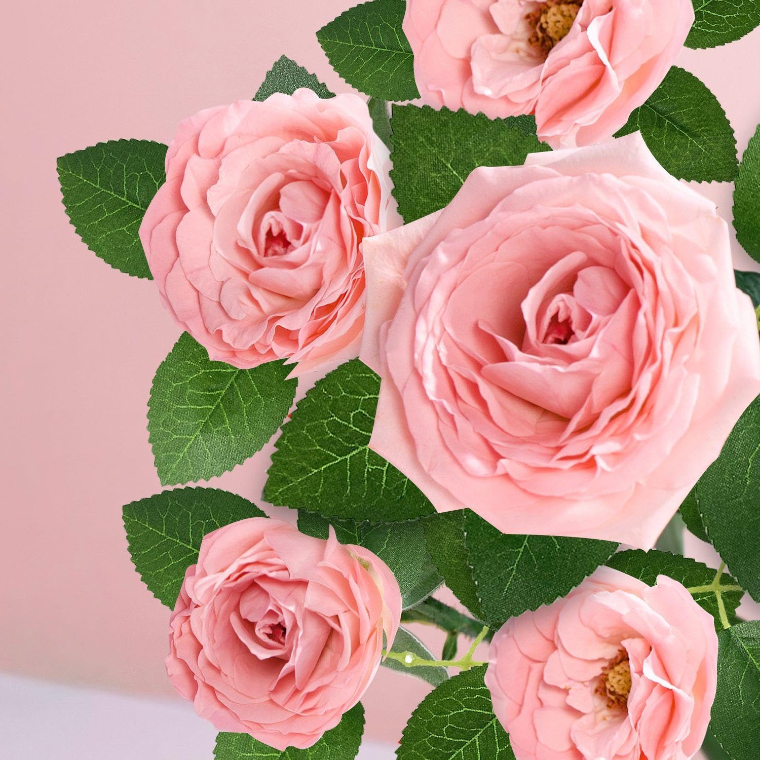 50 foglie di rosa artificiali, foglie finte fai da te, in tessuto, per