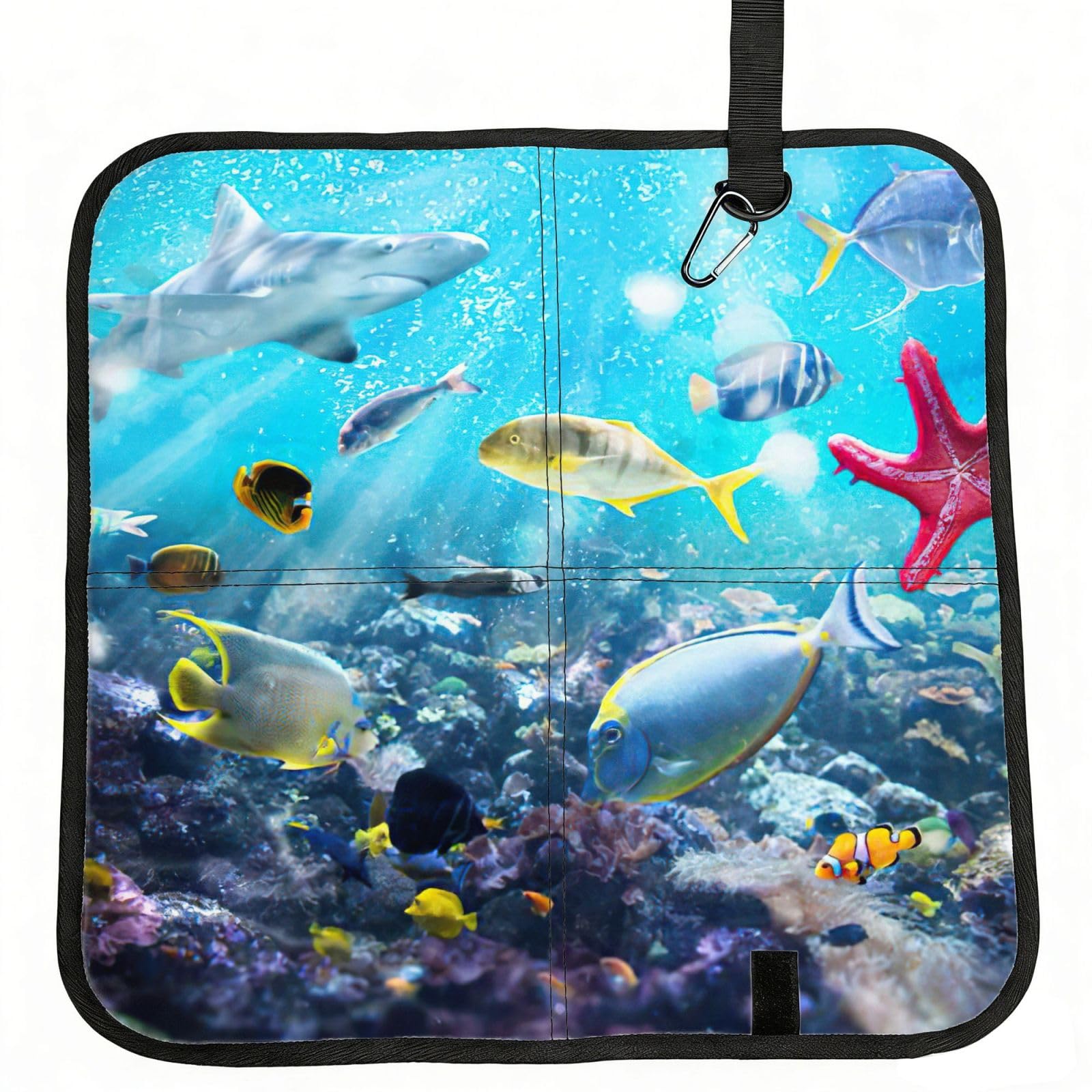 bghdfa Colorful 3d Nature Scenic Of Sea Underwater Of Tropical Fishes Print Outdoor Sitting Mat Waterproof Oxford Cloth Seat Cushion Folding Foam Camping Seat For Picnic