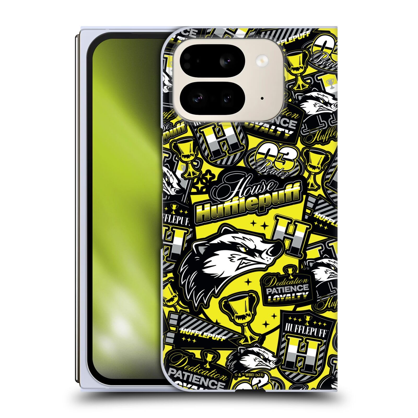 Head Case DesignsOfficially Licensed Harry Potter House Hufflepuff Badge Up Hard Back Case Compatible With Google Pixel 9 Pro Fold