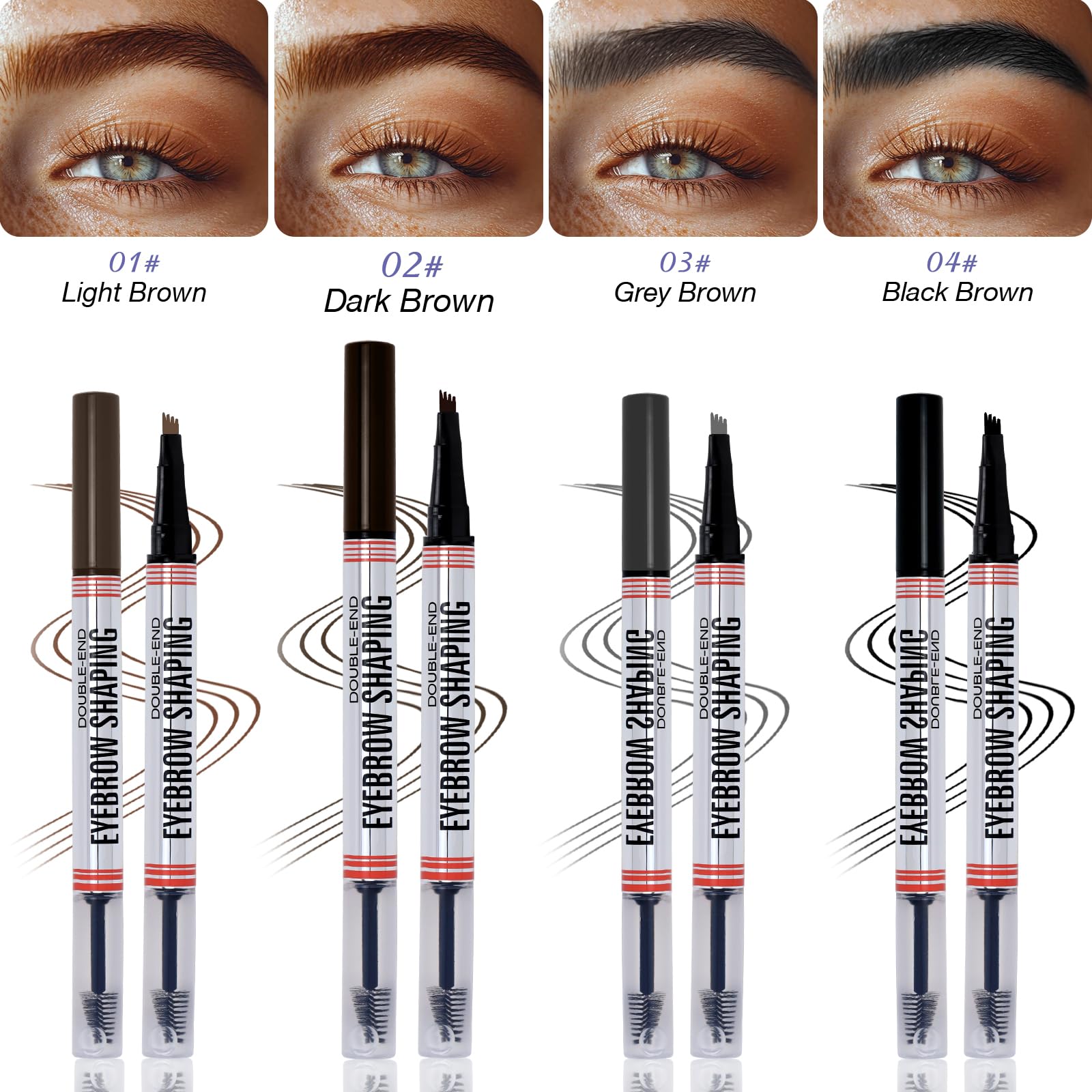 LZM Matita Sopracciglia, Matita Per Sopracciglia Waterproof, Matita Sopracciglia Microblading a 4 Punte, a Lunga Tenuta, Naturale, Fine, per Donne e Uomini (Marrone Scuro)