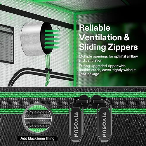 Miniatura 8 de VIVOSUN Sistema completo de tienda de cultivo, 2.7 x 2.7 pies, kit de tienda de campaña de cultivo completo con luz LED VS1000 de 4 pulgadas, filtro