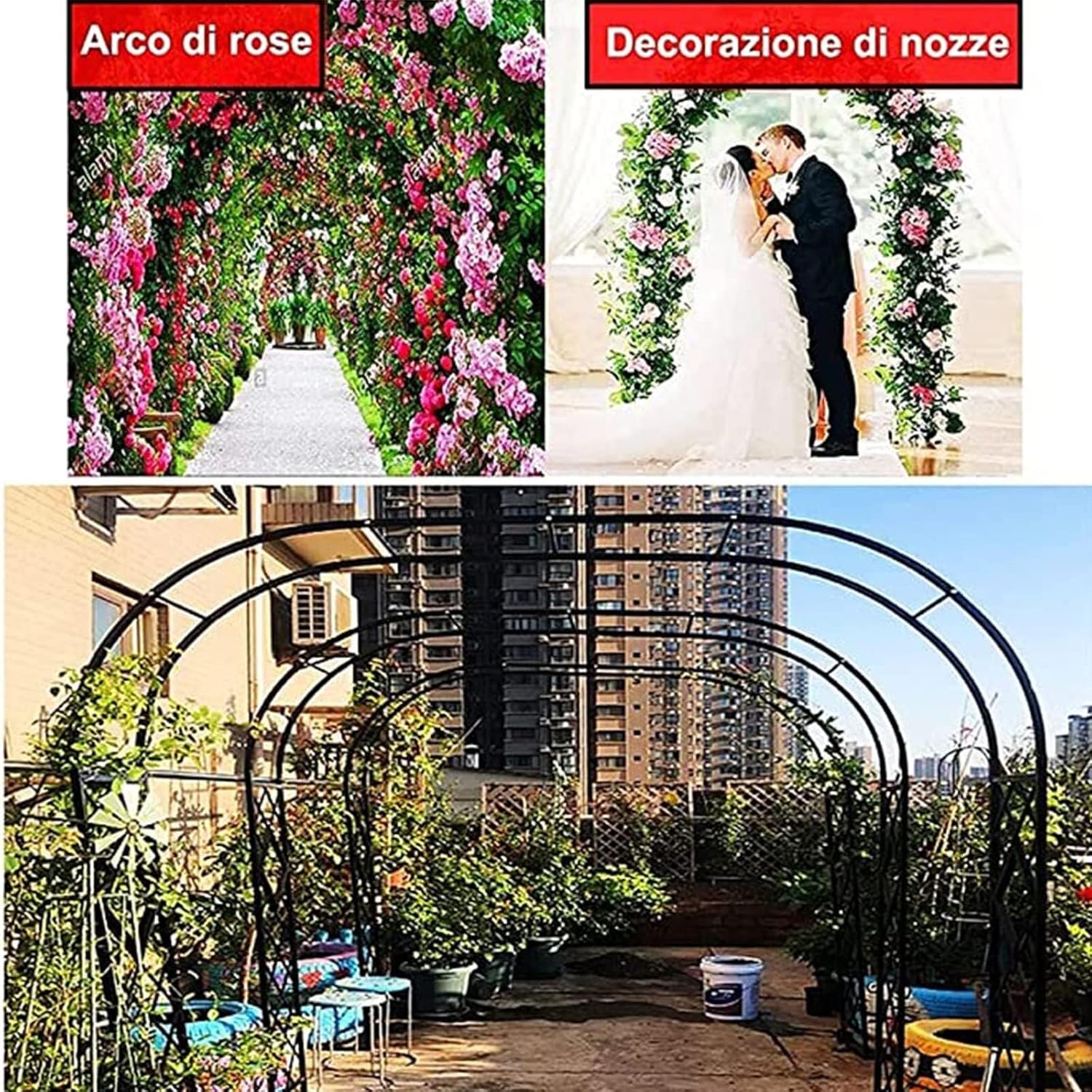 Metal Garden Arch Wedding Arbor, Climbing Plant Support Trellis for Garden Party Decoration