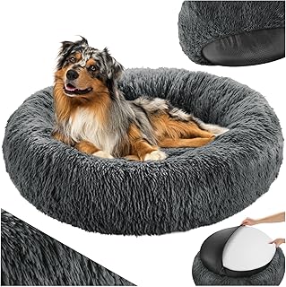 tectake® Dog Bed for Small, Medium or Large Dogs or Cat Bed, Washable Floor Dog Cushion, Fluffy Dog Basket, Plush Cushion Dog Basket, Dog Lounger Outdoor, Dog Accessories (Diameter 60 cm) product image