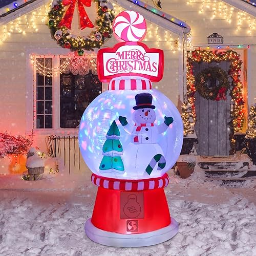 MUMTOP 8FT Snowglobe Inflatable Christmas-Christmas Inflatables Outdoor Decorations - Snowman and Christmas Tree Christmas Inflatable with Led