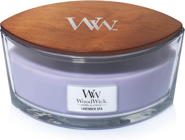 Woodwick Ellipse Scented Candle with Crackling Wick, Lavender Spa, Up to 50 Hours Burn Time Glass, Purple, (76492)