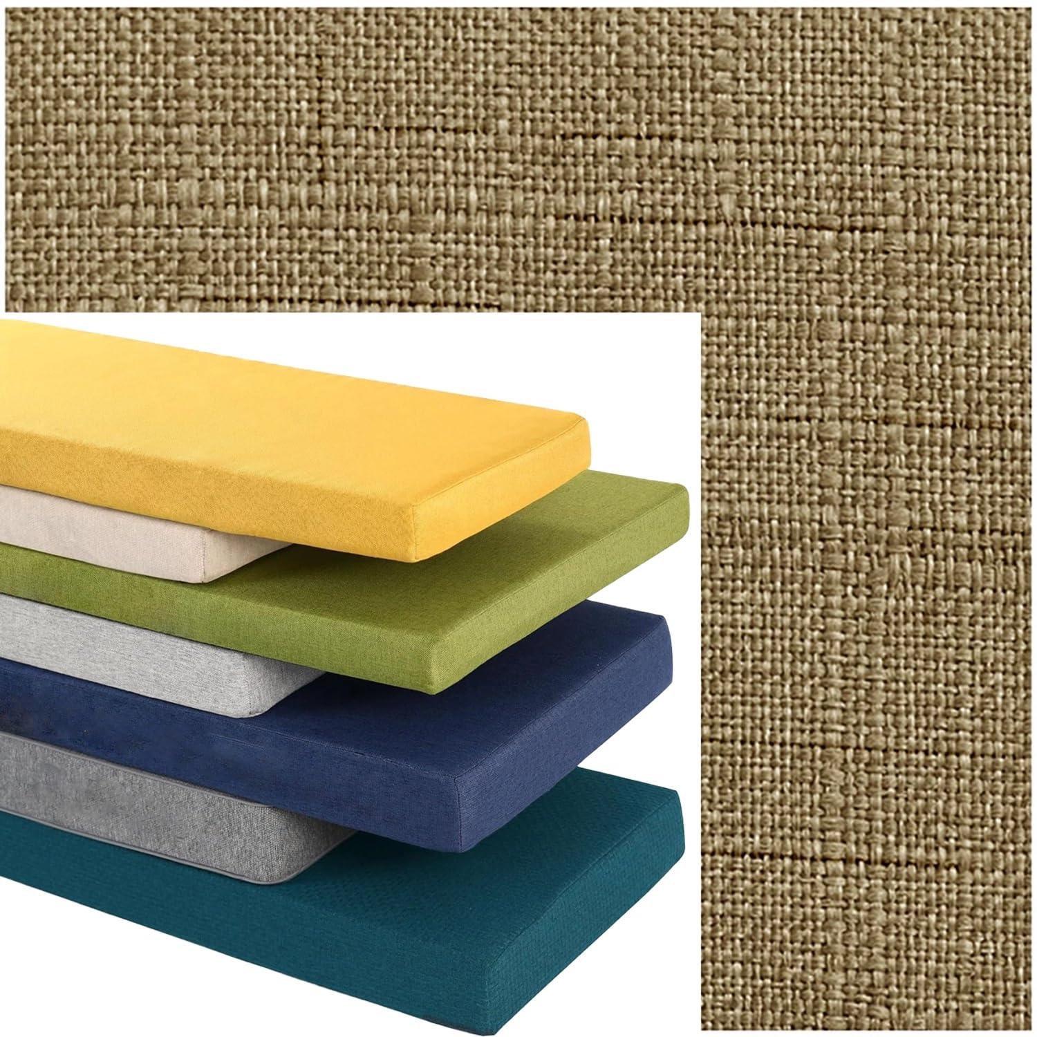 PLCIVSA Outdoor Indoor Bench Cushion Cover, Linen Non-Slip Replacement Slipcover with Zipper, Furniture Seat Cushion Protector for Garden Patio Balcony Sofa Couch(light coffee,90x35cm/35x14in)