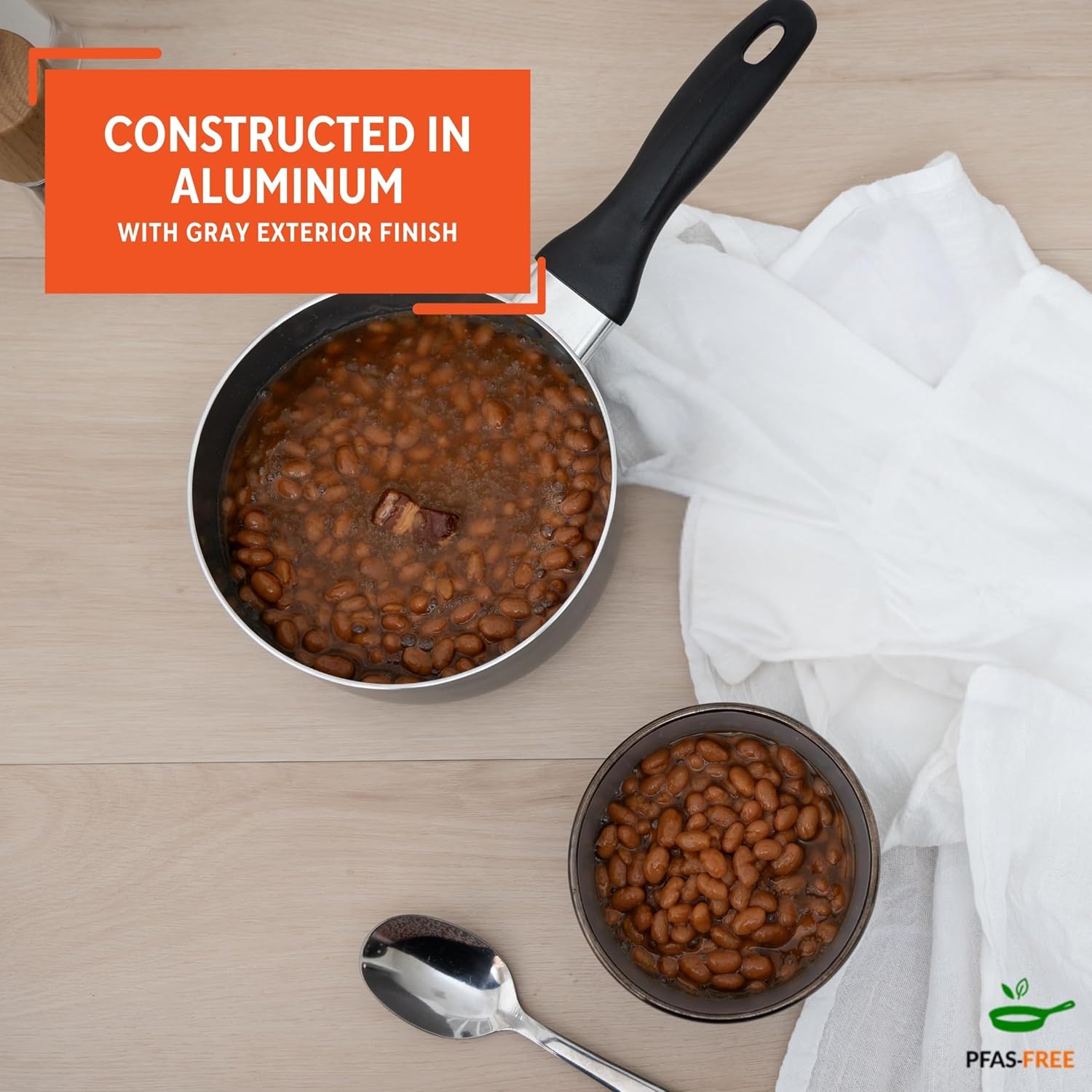 IMUSA Gray Ceramic Saucepan 2.0 Qt Nonstick with Cool-Touch Handle, Small Pot for Sauces, Soups, Stews and More - Image 3