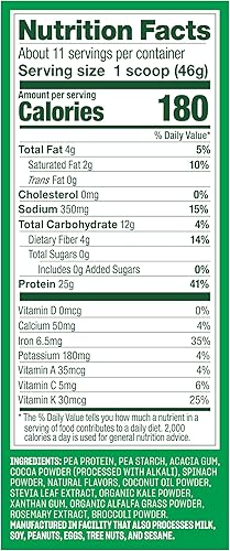 Miniatura 2 de Vega Protein and Greens Proteína en polvo de chocolate cremoso (11 porciones) 0.88 oz de proteína a base de plantas más verduras, vegano, sin OMG,