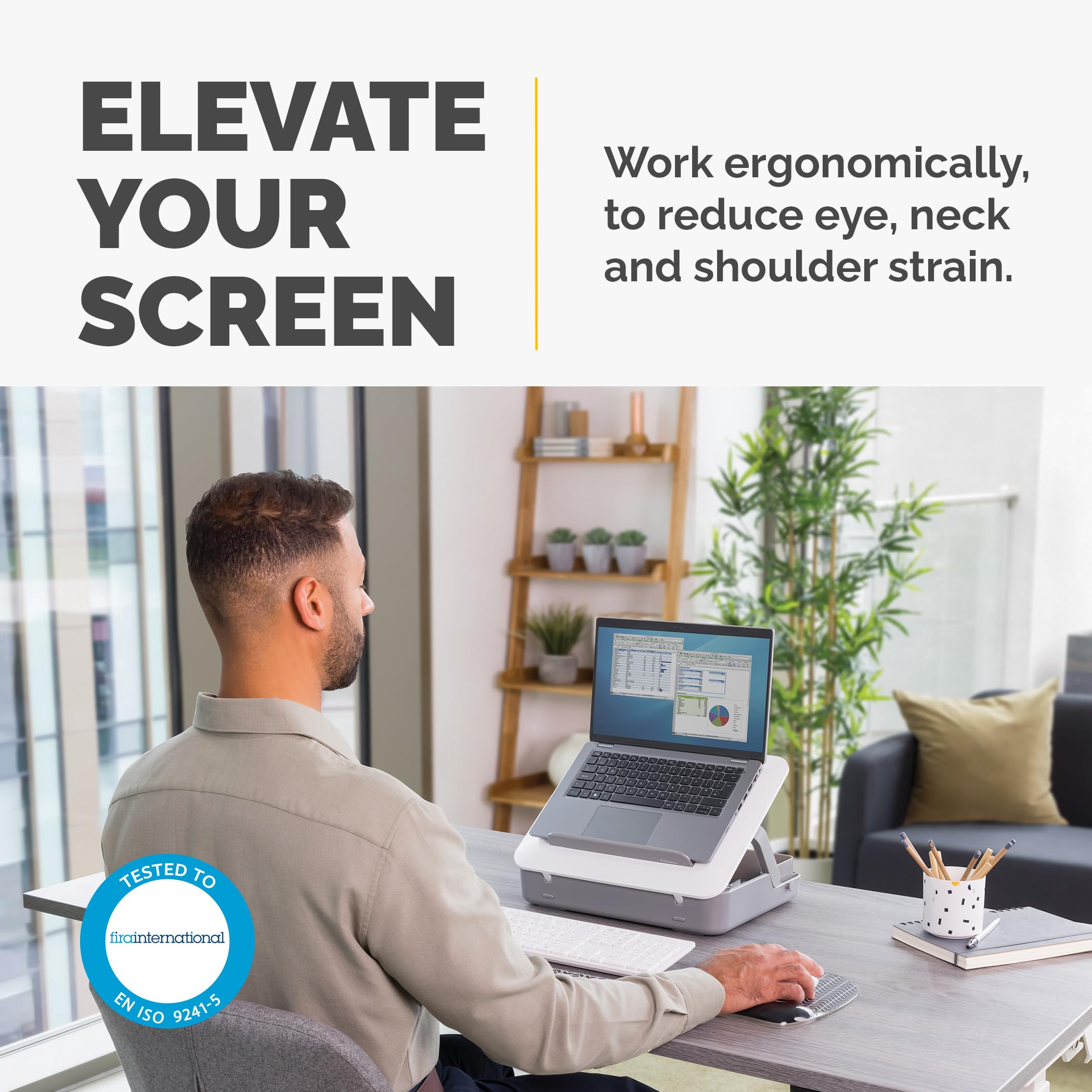 Fellowes Portable Laptop Stand Carry Case, Breyta™ 2-in-1 Design with 5 Height Adjustments, Ideal for Hybrid Work - Image 2