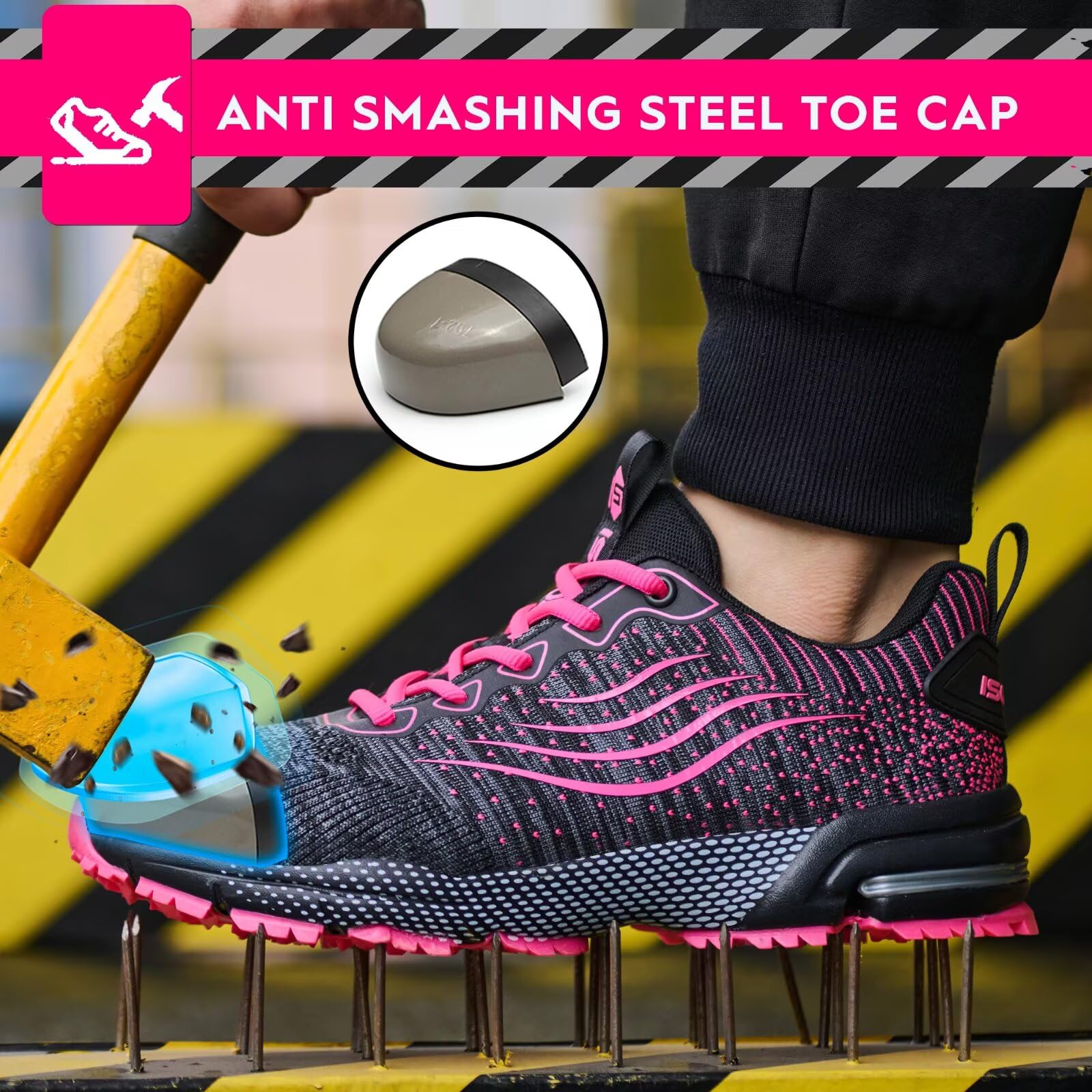 Scarpe Antinfortunistiche Uomo Donna Scarpe da Lavoro Leggere Traspiranti Scarpe da Cantiere con Punta in Acciaio