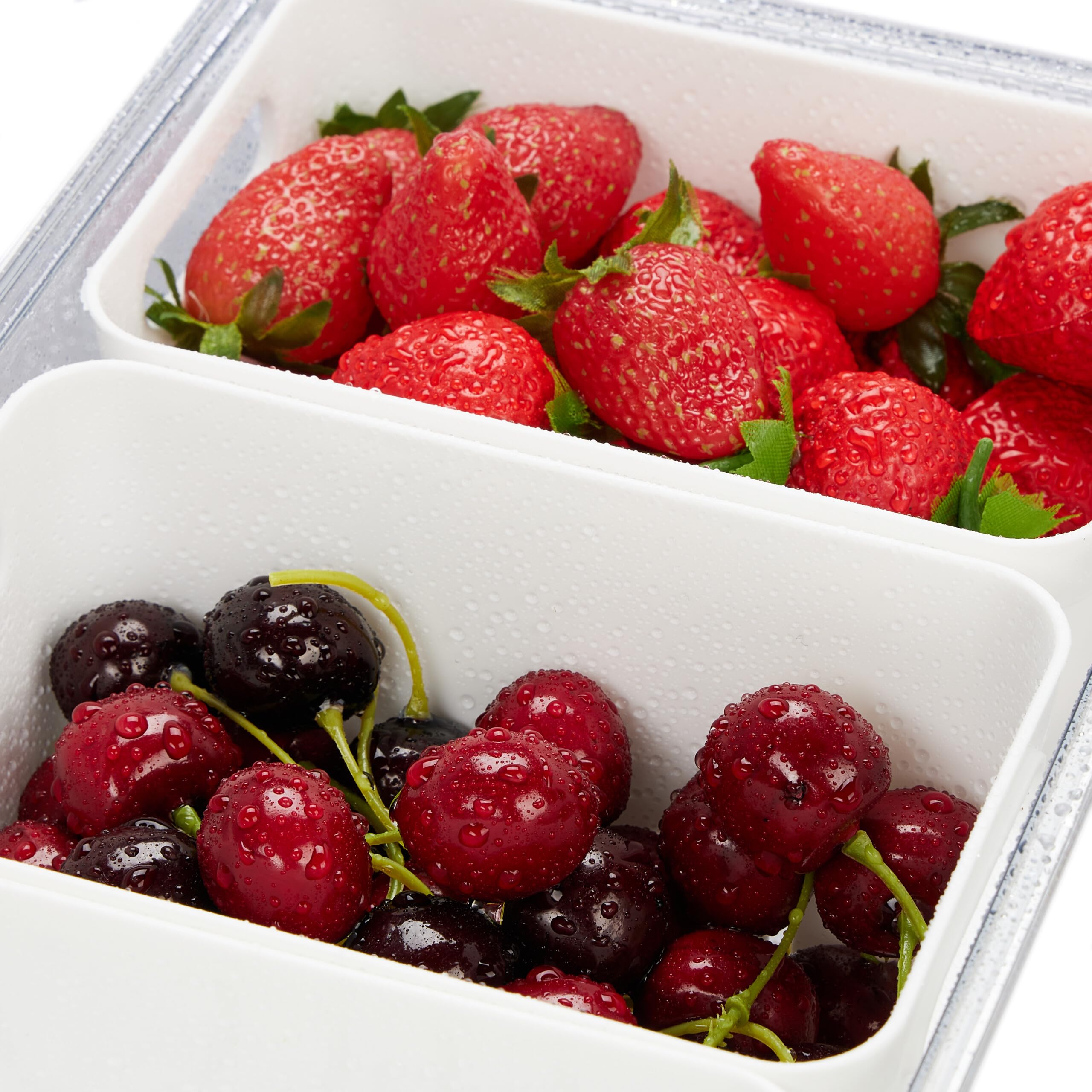 Relaxdays Organizador Nevera, Set 4, Apilable, 3 Cestas Escurridoras, Almacenaje Alimentos con Tapa, Transparente/Blanco