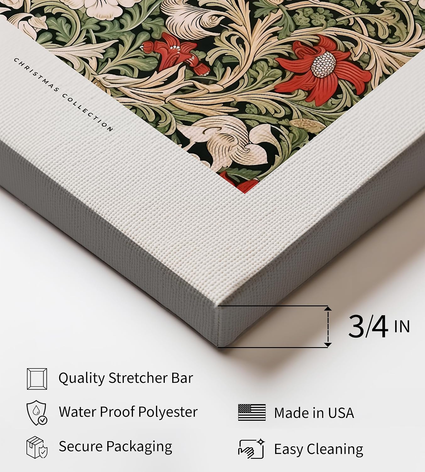 Poster Master William Morris Canvas - Flower Print - Textile Pattern Art - Gift for Him, Her & Florist - Floral Decor for Living Room, Bedroom or Flower Shop - 8x10 STRETCHED Canvas