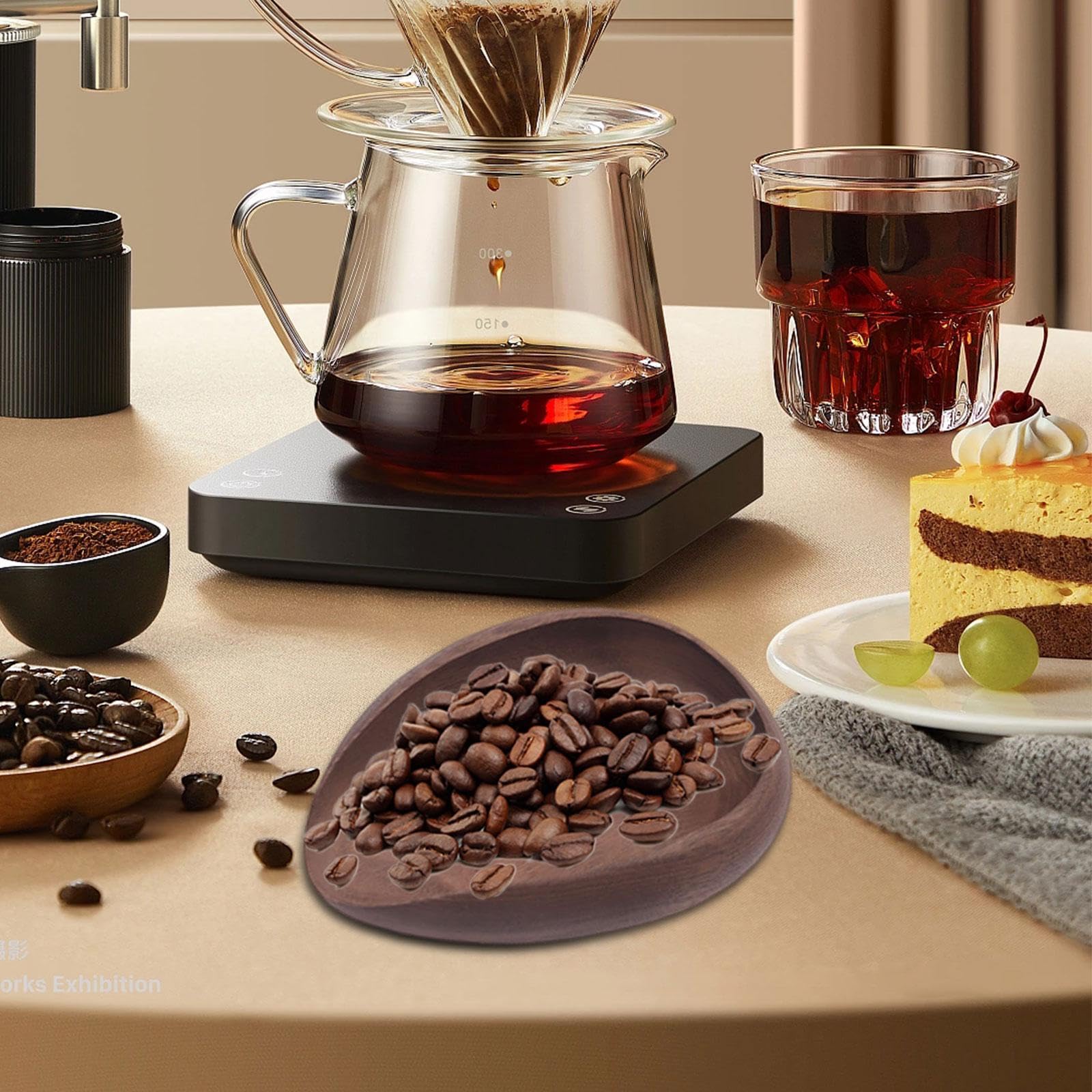 F Fityle Dosatore per chicchi di caffè, contenitore per pesare in legno, pratico contenitore multiuso per dosare il caffè, vassoio per la casa, Style B