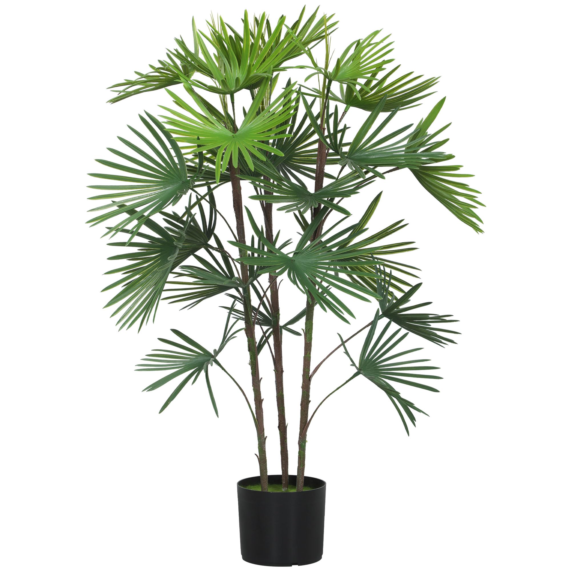 HOMCOM Palma Artificiale da 90 cm a 24 Foglie con Vaso Ø16.5x13.5 cm Verde