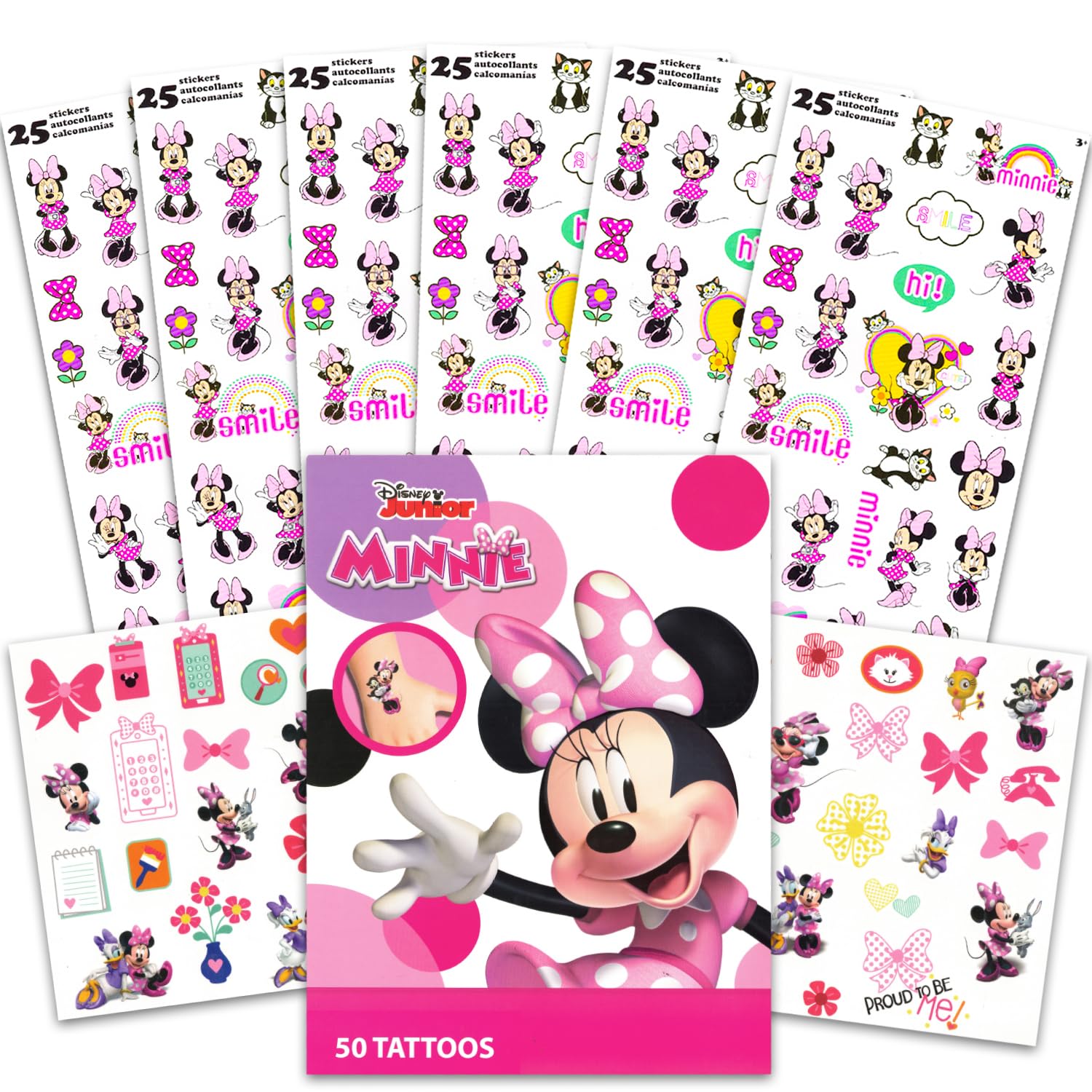 Minnie Mouse Stickers and Tattoos Party Favor Set - Bundle with 150 Minnie Mouse Stickers and 50 Minnie Mouse Tattoos | Minnie Mouse Party Supplies