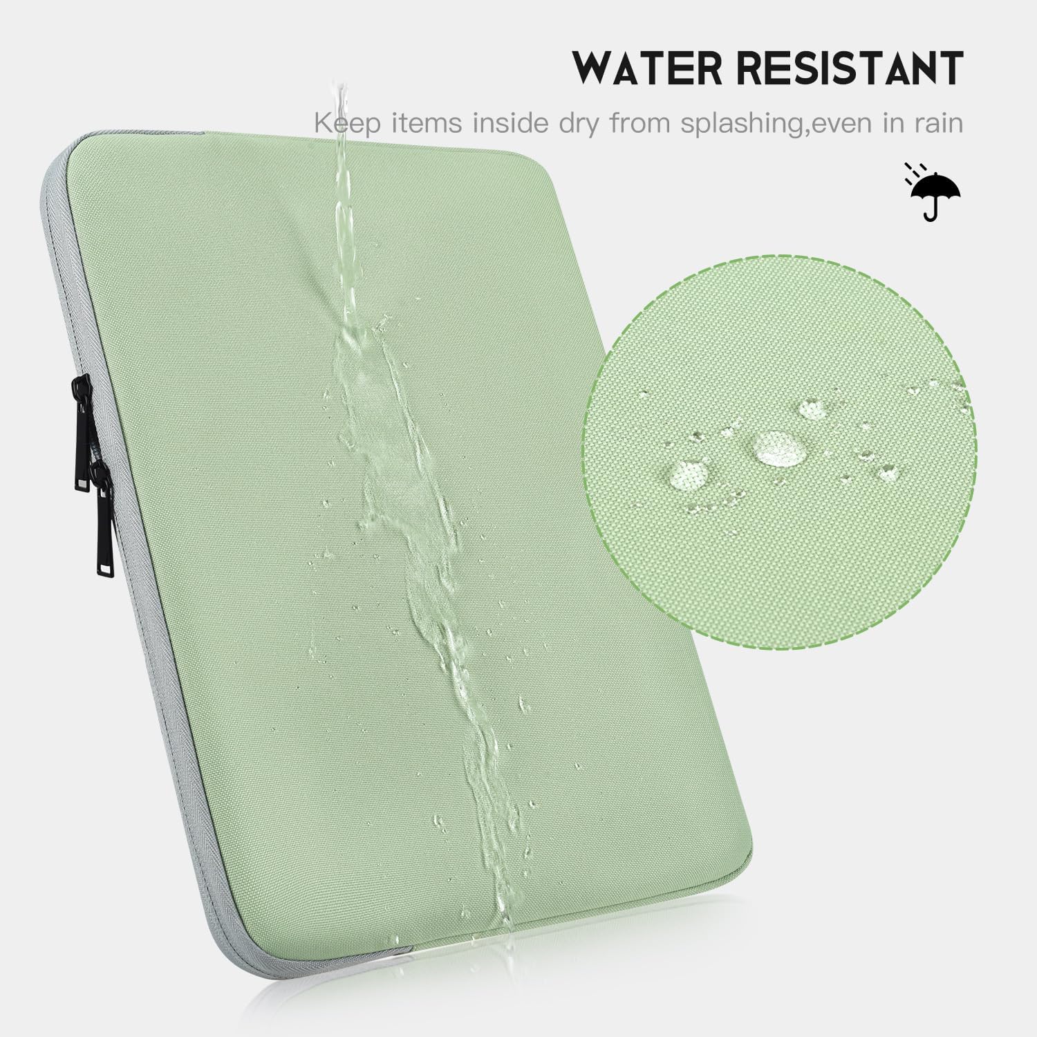 Laptop Sleeve 17 17.3 inch, Padded Travel Case for HP 17 inch Laptop/Envy 17 / Pavilion 17, Water-Resistant Portable Computer Protective Pouch Bag -Mint Green - Image 4