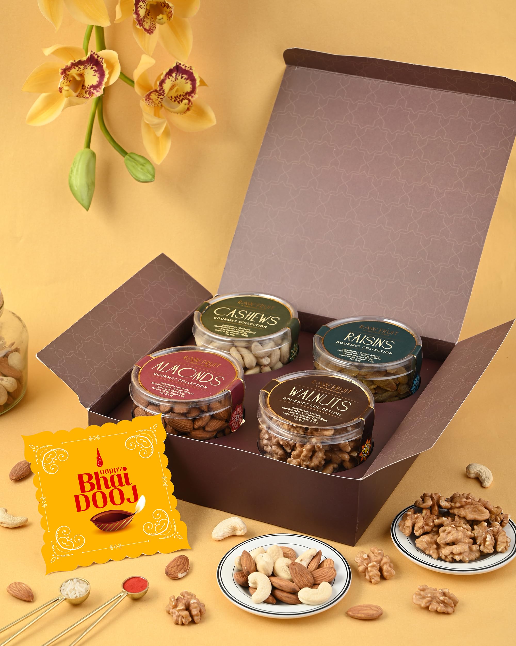 Hyperfoods® Bhai Dooj Gift Set For Brother Bhai Dooj Gift Hamper For Brother Gift For Brother Bhai Dooj Tika Dry Fruits Combo Small Pet Jars Pack Of 4 Dry Fruits Walnut Almond Cashew Raisins (B0CCMKX5YF) Amazon Price History, Amazon Price Tracker
