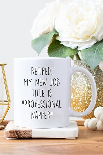 Miniatura 6 de Divertido regalo de jubilación para él, My new job title is Professional Napper Mug de jubilación (taza de cerámica, blanco, 11 onzas)