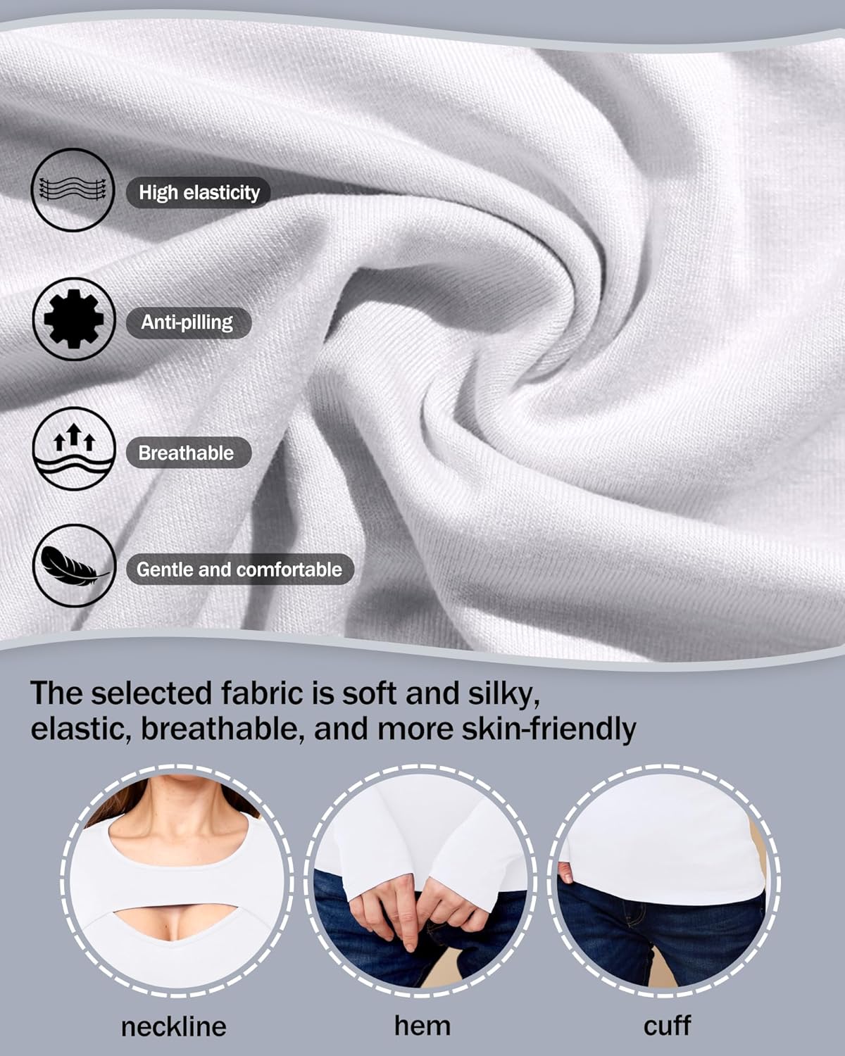 Sexy Cut Out Long Sleeve Tops for Women, Round Neck Ribbed Knit Fitted Tee T-Shirt,Open Chest Design for Going Out Tee - Image 5